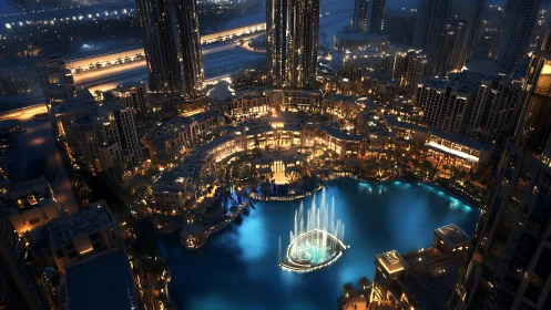 Luminous Fountain Crowns Dubai's Glittering Nocturnal Metropolis