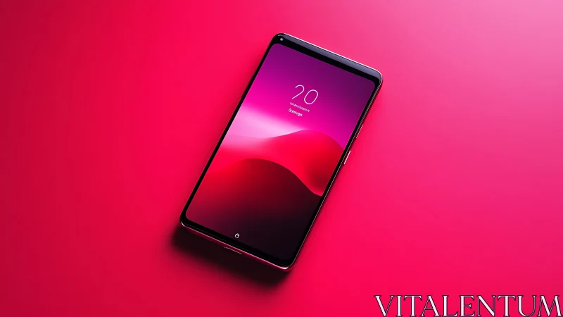 Modern Smartphone Glowing with Vibrant Pink Display