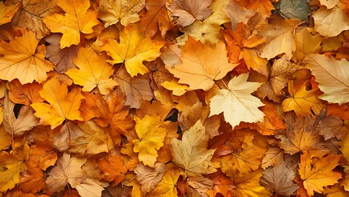 Golden autumn leaves creating a cozy seasonal blanket.