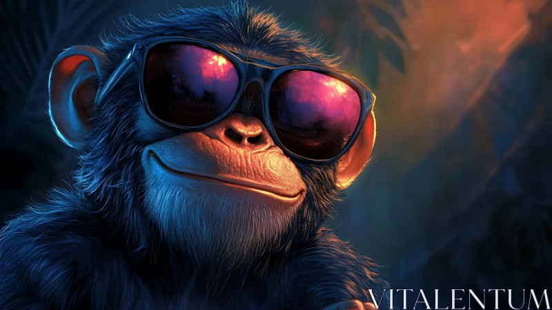 Midnight jungle coolness shimmers in the monkey&rsquo;s neon shades