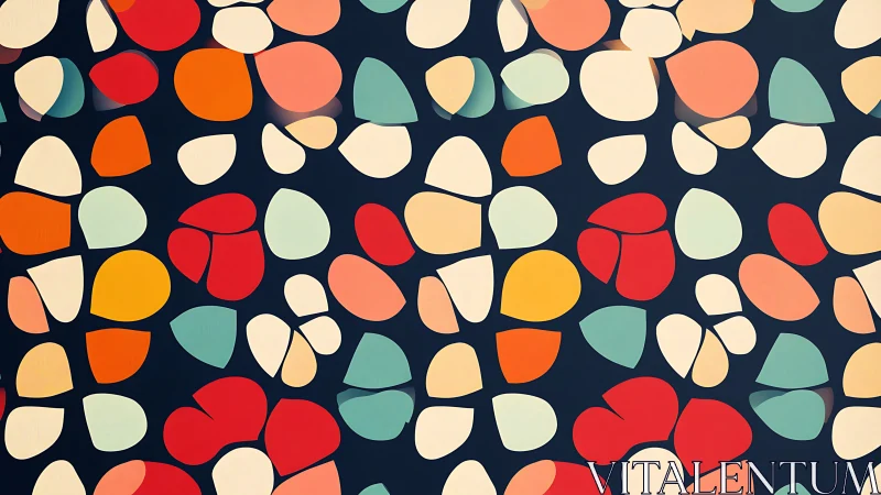 Petal-shaped color fragments dance across midnight space