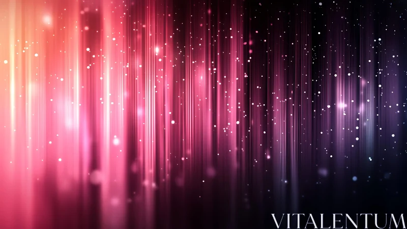 Abstract glowing pink and purple light streaks with floating particles.