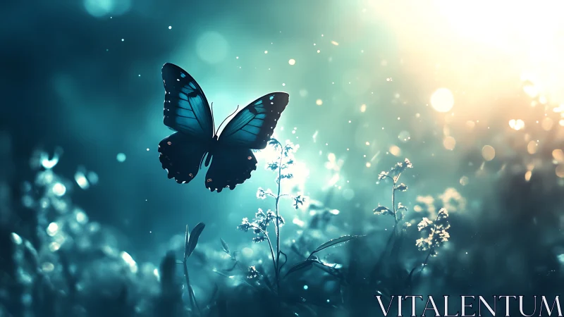 Graceful Butterfly in Dreamy Sunlight, Soft Focus Nature Scene.