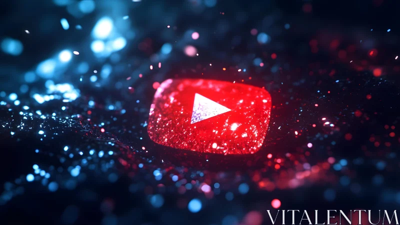 Vibrant YouTube Logo in Futuristic Digital Art with Neon Effects.