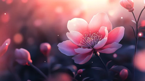 Luminous Bloom Pirouettes Through Violet Dreamlight