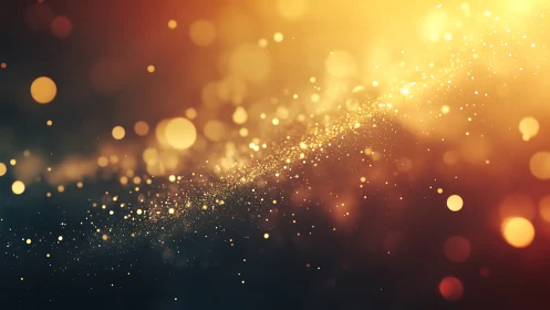 Golden sparkles drift gently through a dreamy warm glow
