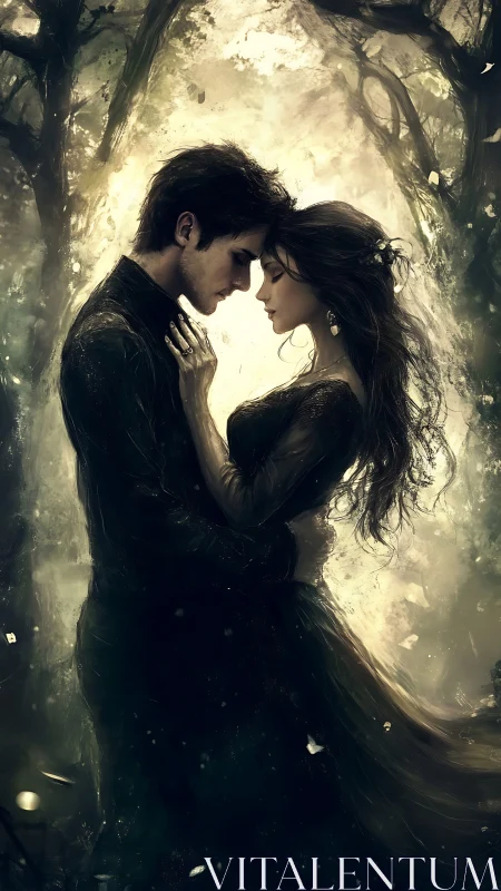 Entwined Souls Illuminated by Woodland Ethereality