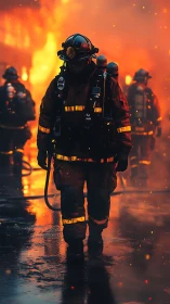 Firefighters in Intense Blaze Combat Operations