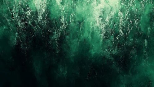 Abstract green and black textured digital painting background.
