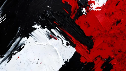 Bold Abstract Expressionism With Red, Black, and White Brushstrokes.