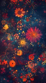 Digital floral field is rendered over a dark celestial background