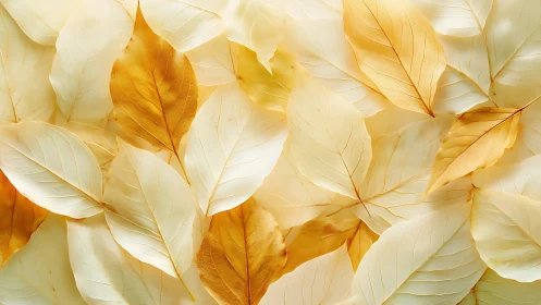 Soft golden autumn leaves in a gentle sunlit embrace.