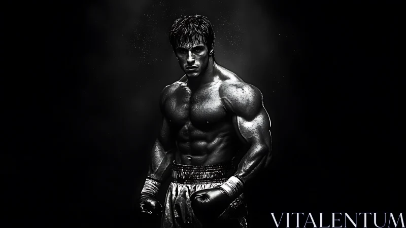 Athletic Male Portrait in Dramatic Black and White Studio Lighting