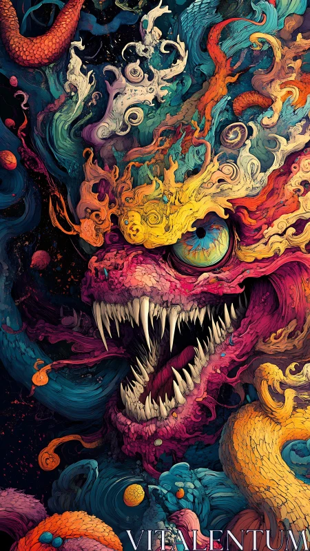 Chromatic vortex dragon rendered as turbulent spectral predator.