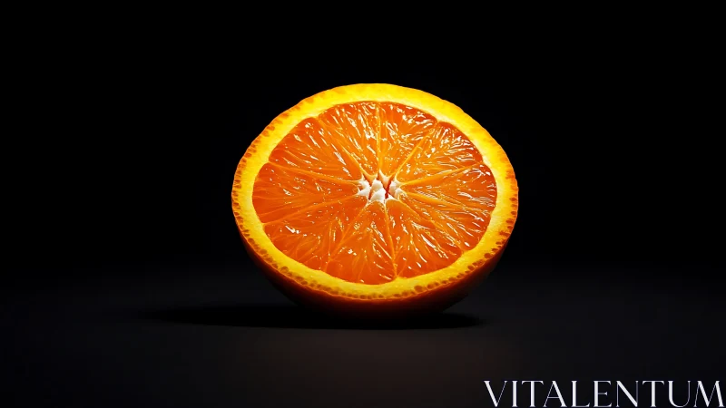 Orange half under focused light on dark background.