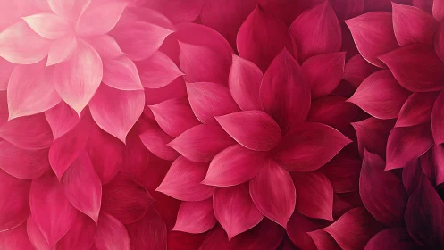 Pink tonal gradient flower cluster with layered petal geometry.