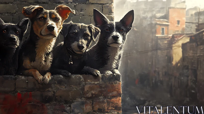 Four Street Dogs Surveillance Post Urban Decay Rooftop.