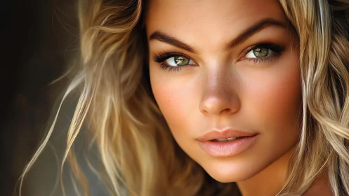 Sunlit gaze and golden waves in hyperreal close portrait.