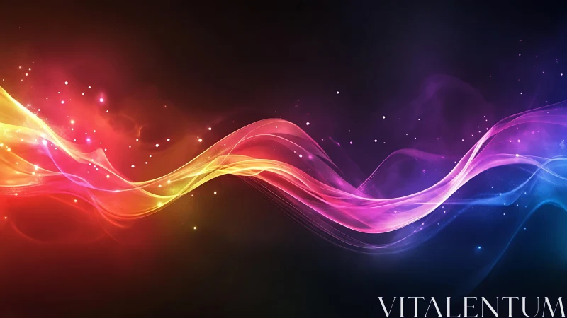 Flowing rainbow light waves inviting a calm creative mood.