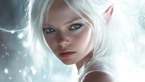 Luminescent ice elf portrait rendered in high-detail fantasy art