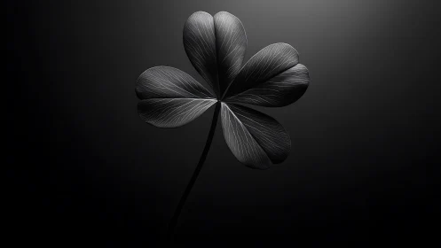 Quiet clover leaf rests in soft light on a dark horizon