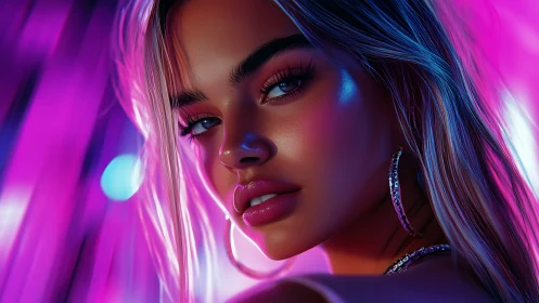 Neon-lit portrait welcomes you into a dreamy nightlife glow