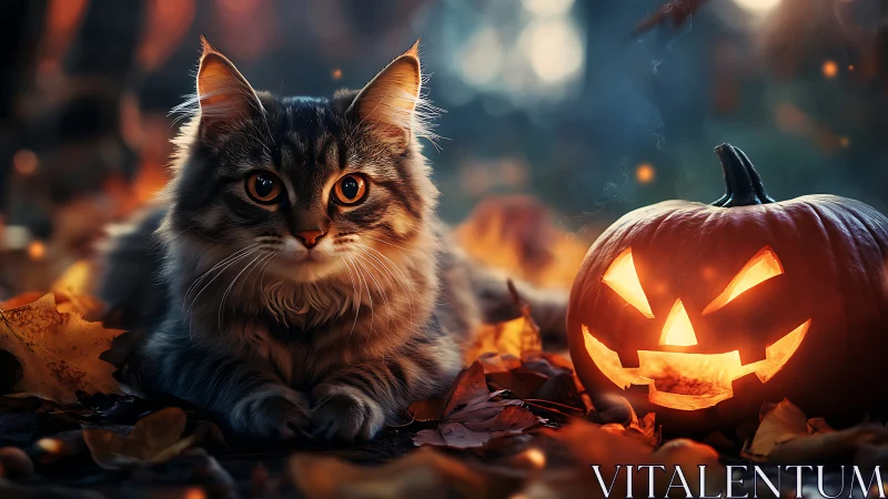 A Fluffy Cat's Spooky Halloween Night Adventure.