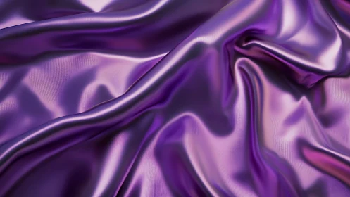 Shimmering violet satin folds flow in soft liquid waves.