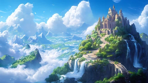 Fantasy Castle on Clifftop above Cloudscape