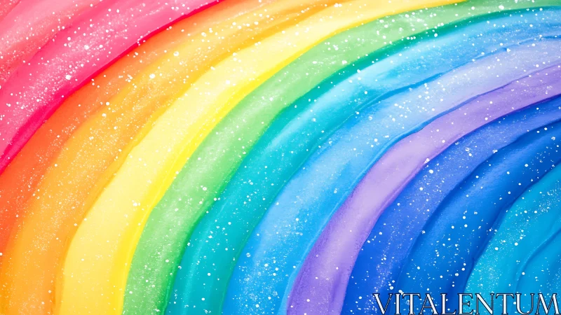 Vibrant rainbow arc pattern with scattered white speckles.