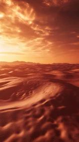 Sunlit dune field under stratified clouds at low angle.