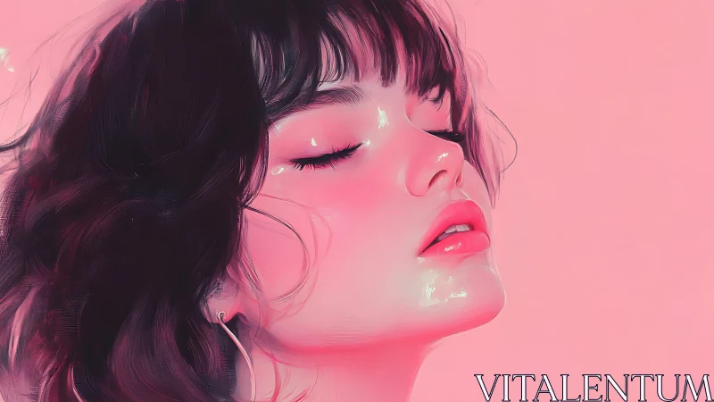 Pink monochrome digital portrait with glossy highlights.
