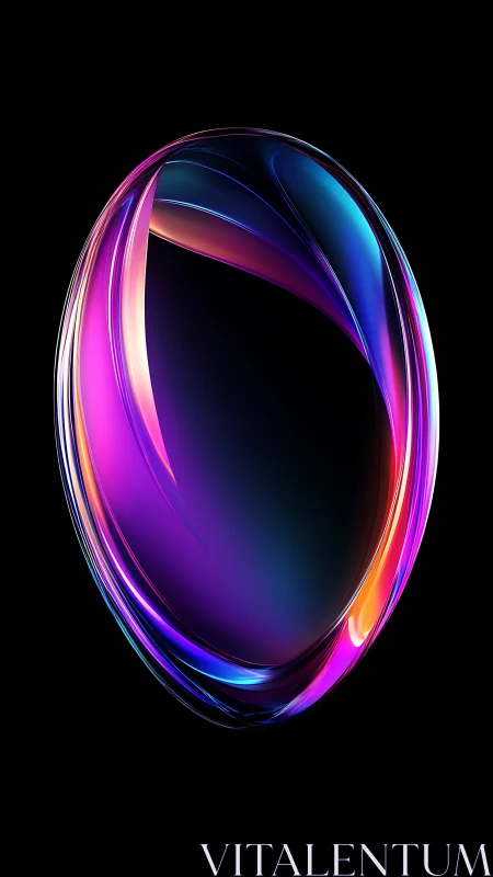 Elliptical neon gradient form glows on solid black background