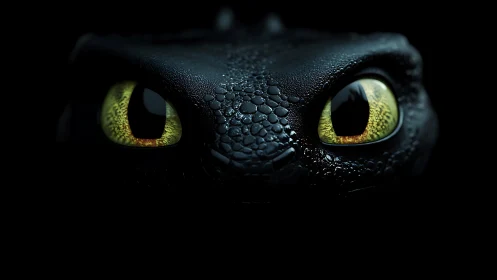 3D close-up dragon portrait with luminous reptilian eyes.