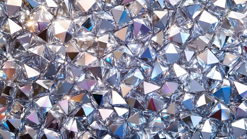 Prismatic crystal facets forming mirrored geometric field.