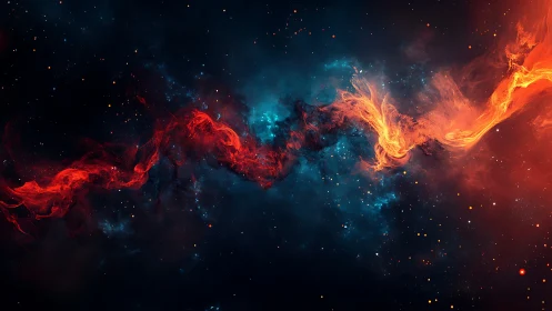 Solar ribbons duel across a midnight-blue cosmic river