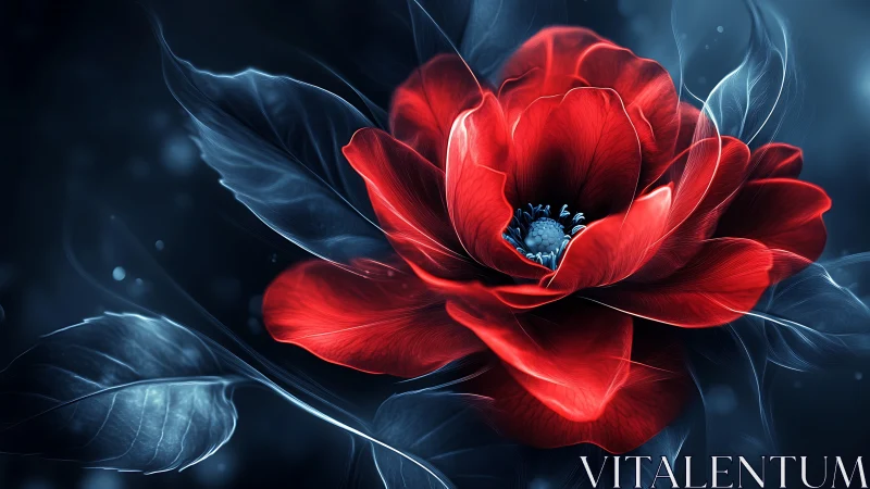 Crimson Blossom Ignites the Midnight Garden.