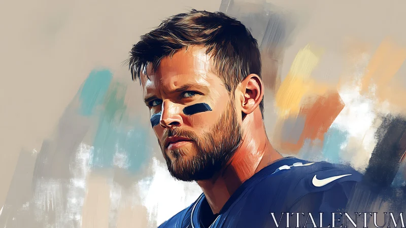Focused football player painted with bold, dynamic color.