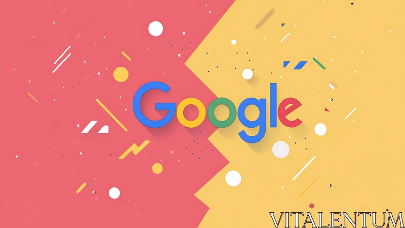 Google logo pops amid playful geometric pastel backdrop
