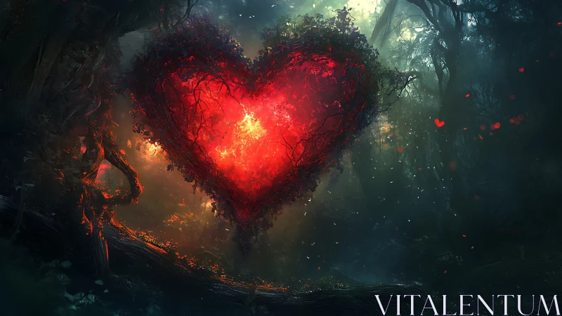 Luminescent Heart in Enchanted Forest.