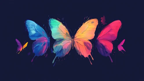 Neon dusk butterflies drift through a painted night sky.