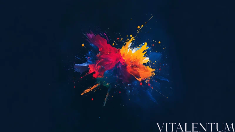 Vibrant Paint Splash Explosion on Dark Background, Abstract Art.