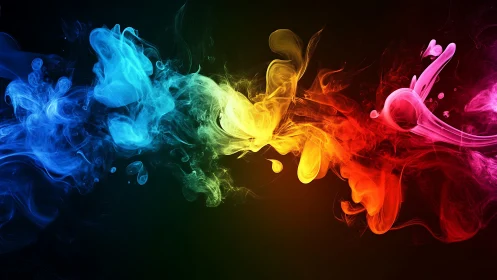 Chromatic vapor dynamics across multicolor fluid plumes.