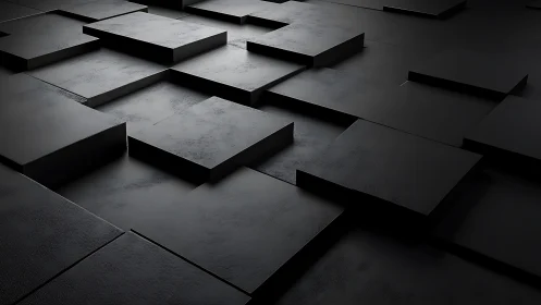 Staggered matte black extrusion grid with low grazing light.