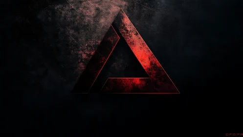 Grunge Red Triangle on Dark Abstract Background Digital Art.