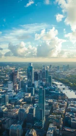 Skyscrapers stretch skyward while evening light paints the river