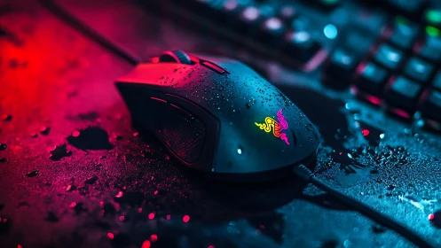 Vibrant Gaming Mouse Glows in Neon Red and Cyan