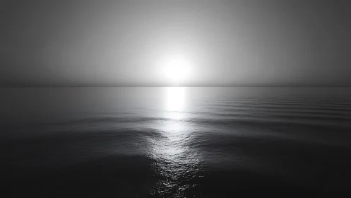 Monochrome seascape horizon with minimal sunset symmetry study.