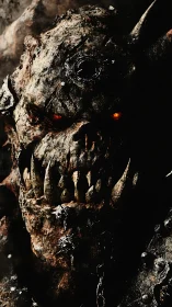 Demonic stone-skinned monster with glowing eyes and fangs.