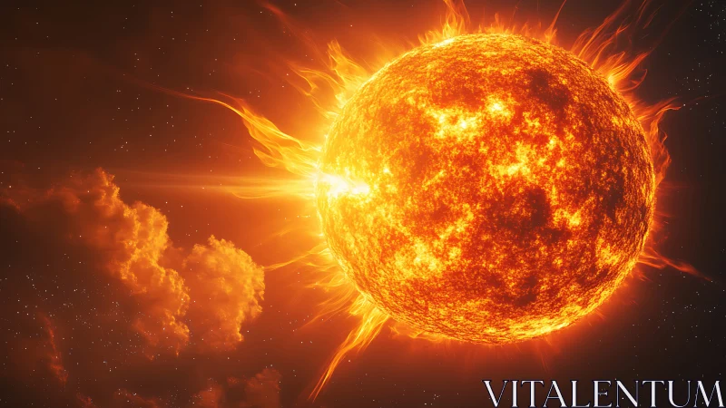 Solar inferno crowned with flares in a velvet starfield sky.